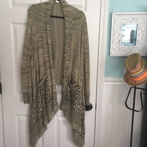 XTaren medium tweed long sweater, army green & tan